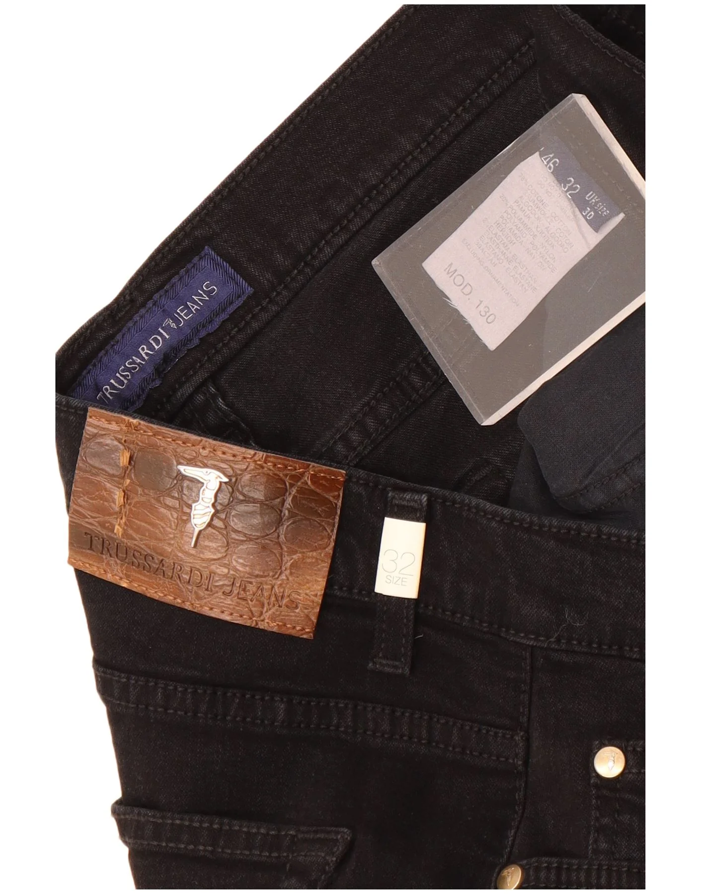 Trussardi Mens Straight Jeans Size 30 W30 L29 Black Cotton - Image 3