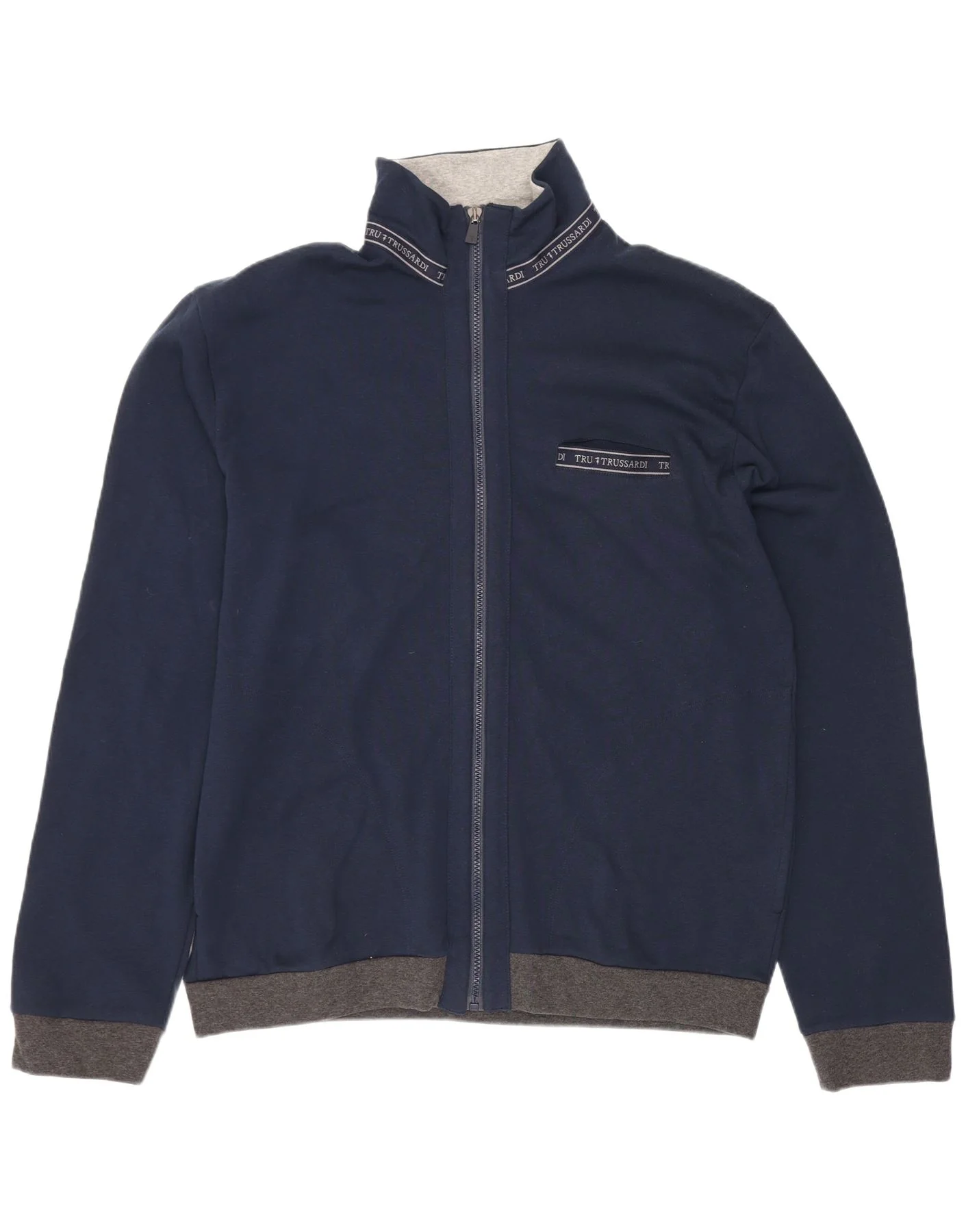 Trussardi Mens Tracksuit Top Jacket 2XL Navy Blue Cotton Sports