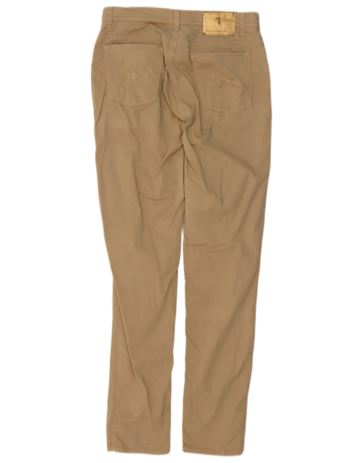 Trussardi Womens Slim Casual Trousers W30 L32 Beige Cotton - Image 2