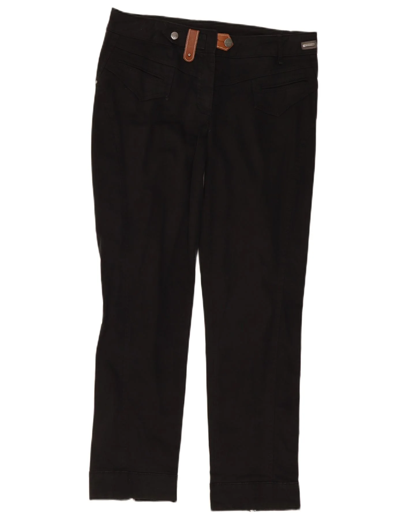 Trussardi Womens Straight Casual Trousers IT 46 Large W34 L30 Black Cotton