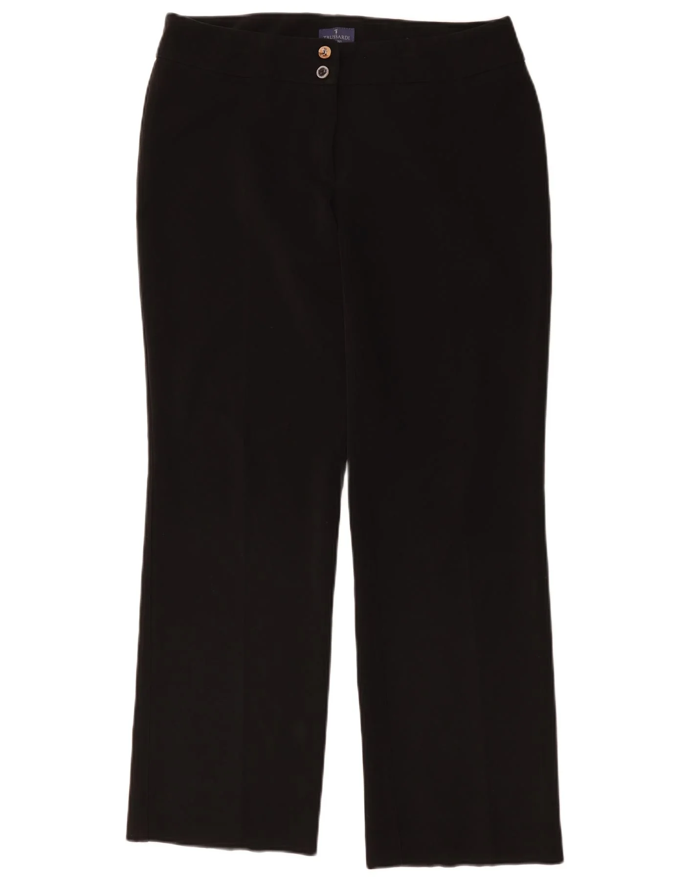 Trussardi Womens Straight Casual Trousers IT 48 XL W36 L31 Black Polyester