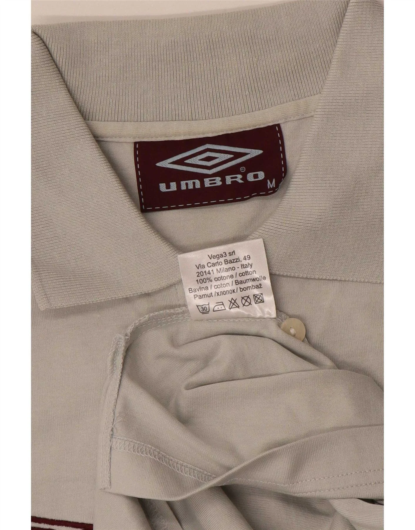 Umbro Mens Graphic Polo Shirt Medium Grey Cotton - Image 3