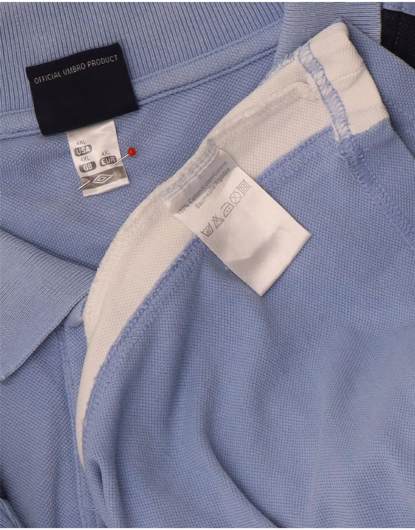 Umbro Mens Polo Shirt 4XL Blue Colourblock Cotton - Image 3