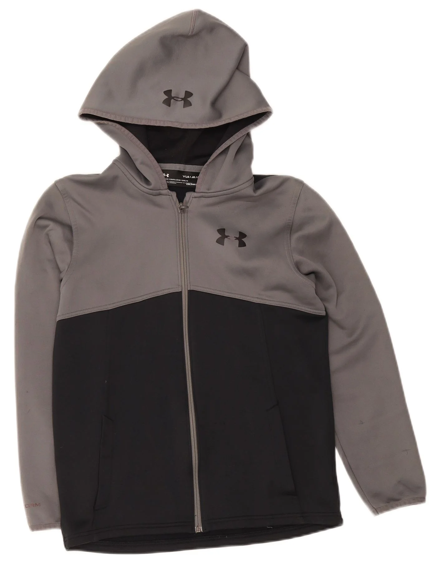UNDER ARMOUR Boys Cold Gear Zip Hoodie Sweater 11-12 Years Large Grey