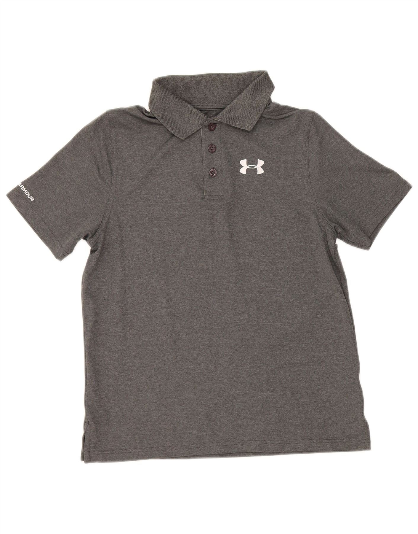 Under Armour Boys Heat Gear Polo Shirt 11-12 Years Large Grey Polyester