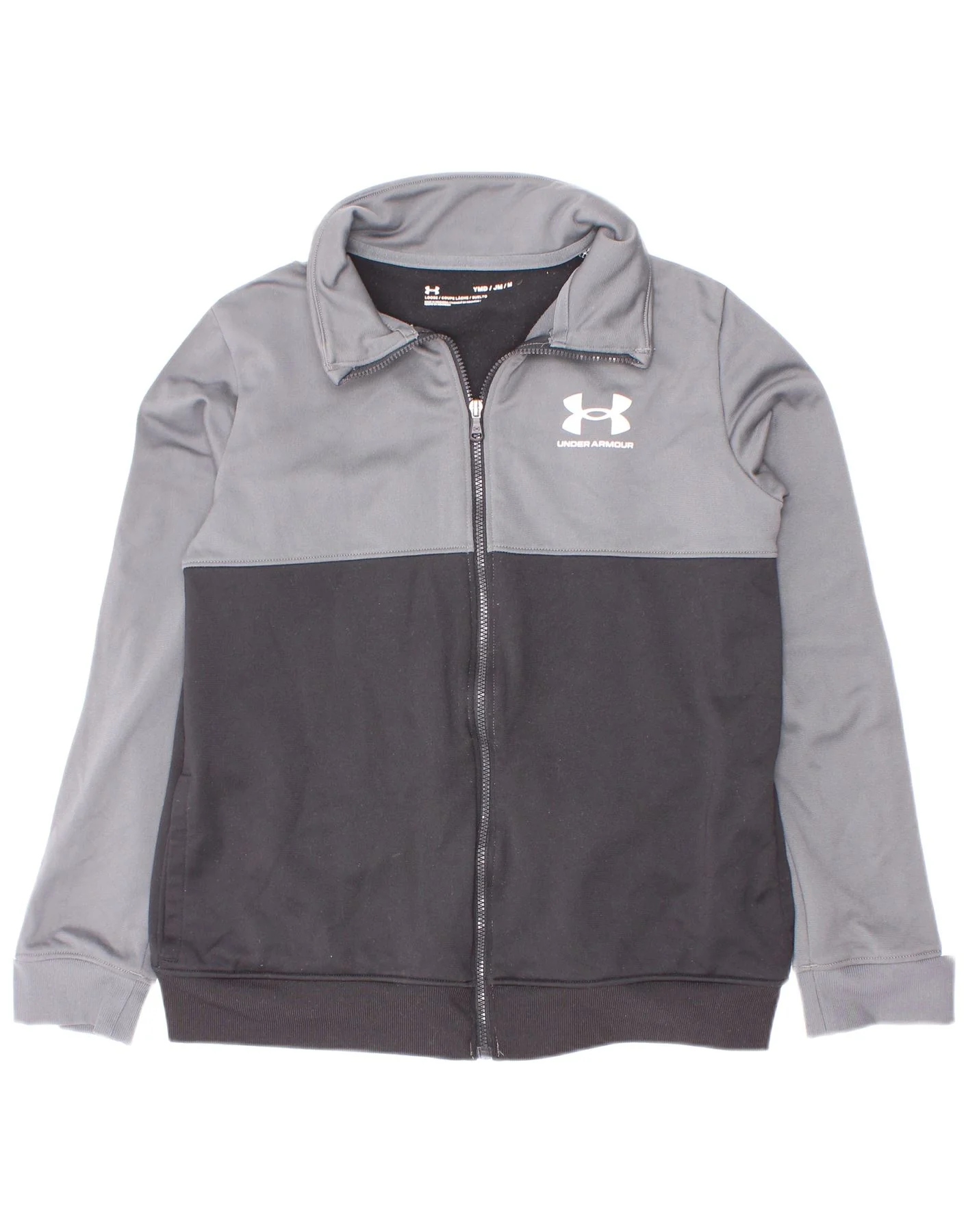Under Armour Boys Tracksuit Top Jacket 9-10 Years Medium Grey Colourblock