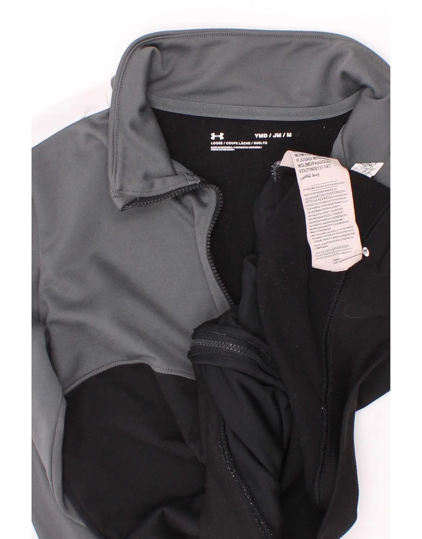 Under Armour Boys Tracksuit Top Jacket 9-10 Years Medium Grey Colourblock - Image 3