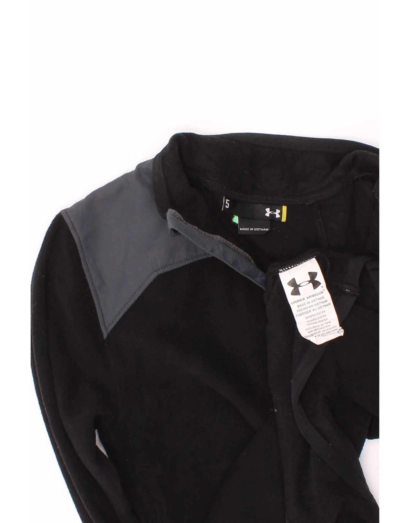 Under Armour Boys Zip Neck Fleece Jumper 4-5 Years Black Colourblock - Image 3