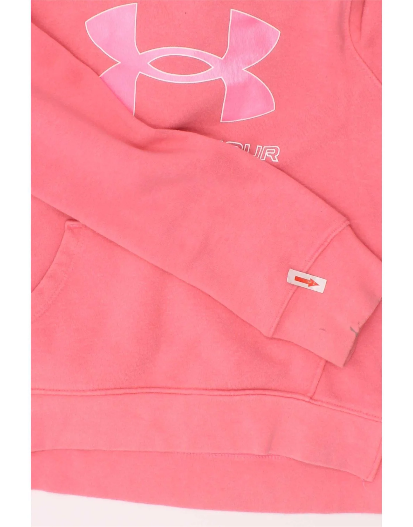 Under Armour Girls Graphic Hoodie Jumper 6-7 Years XS Pink Cotton - Image 3
