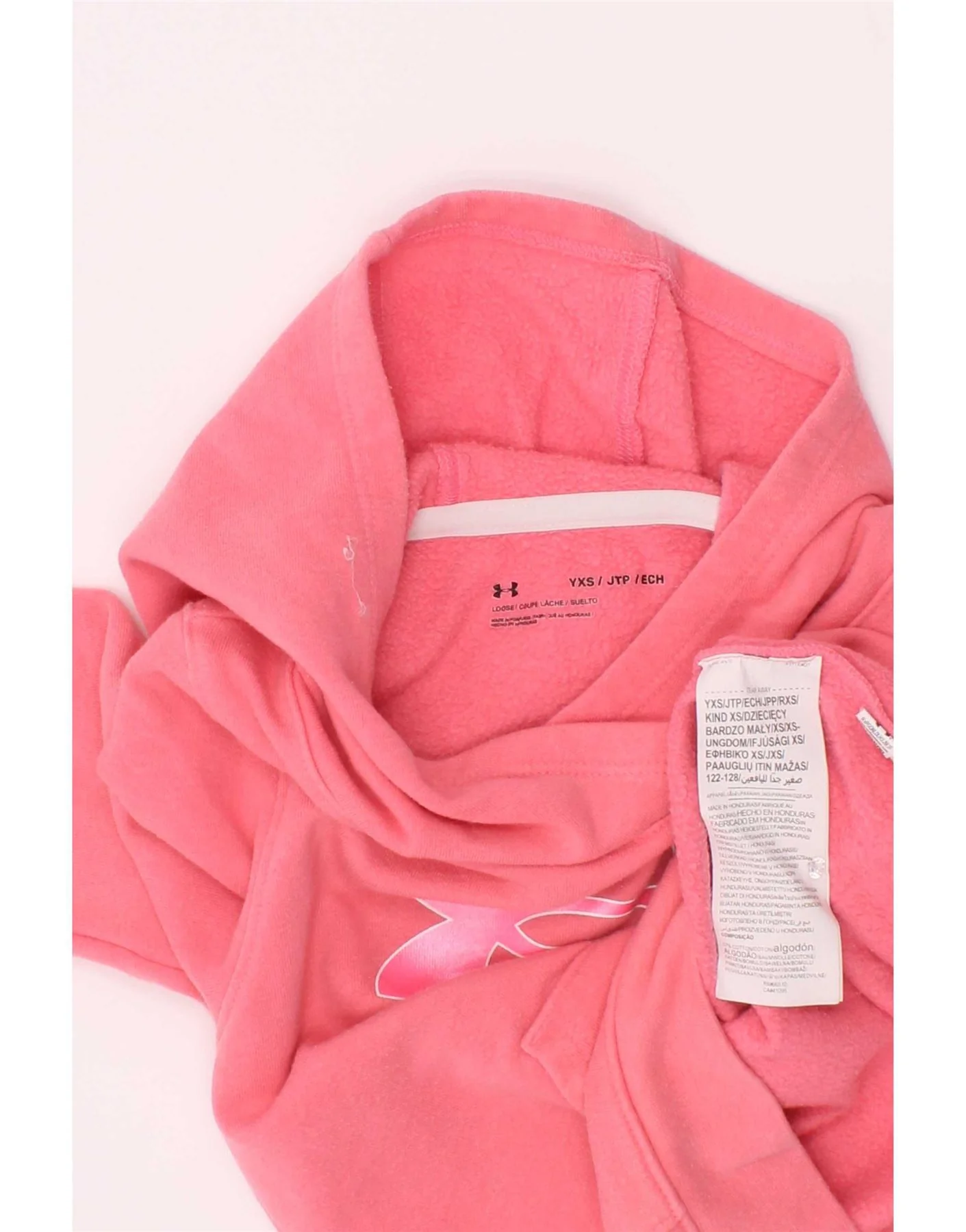 Under Armour Girls Graphic Hoodie Jumper 6-7 Years XS Pink Cotton - Image 4