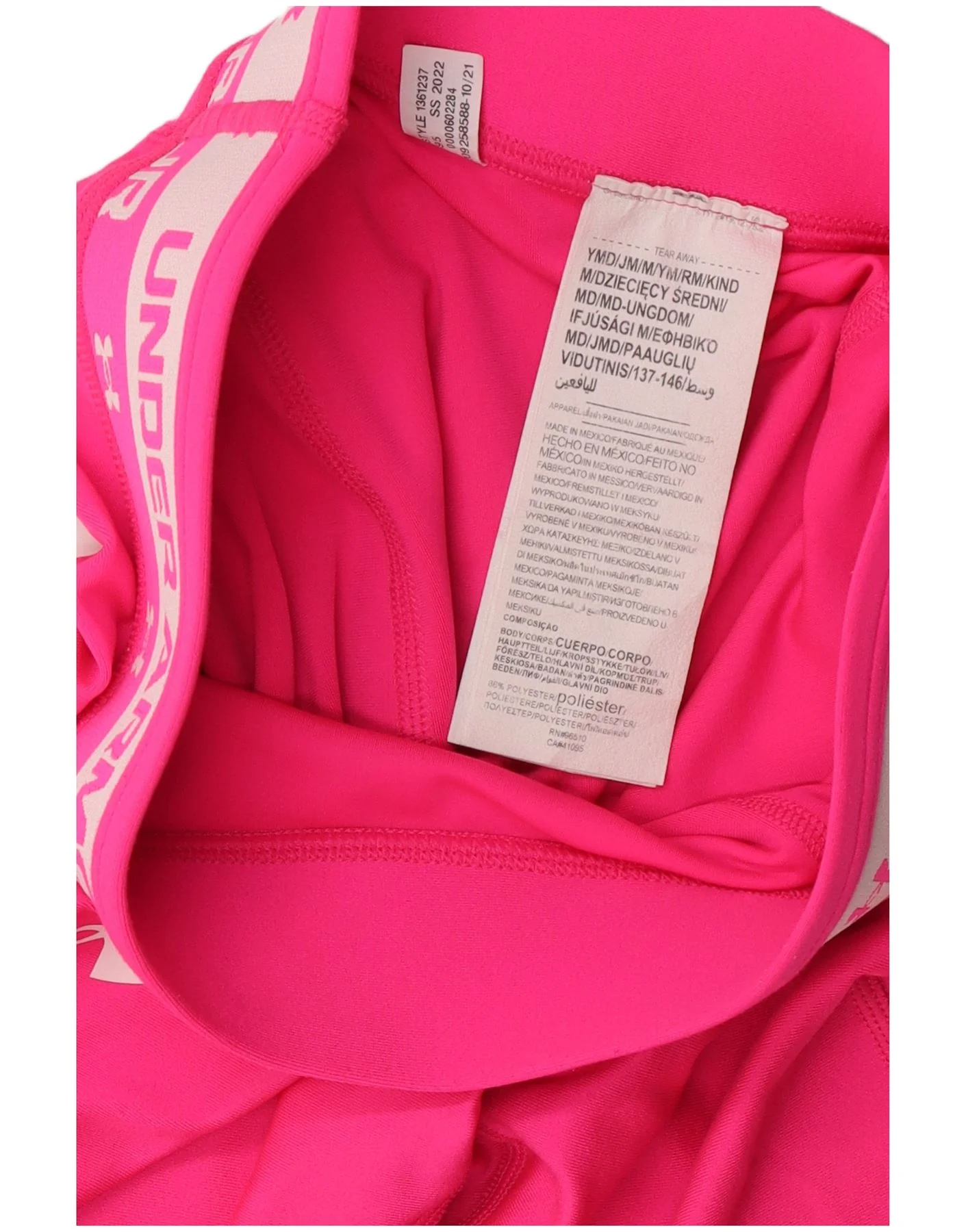 Under Armour Girls Graphic Leggings 9-10 Years Medium Pink Colourblock - Image 3