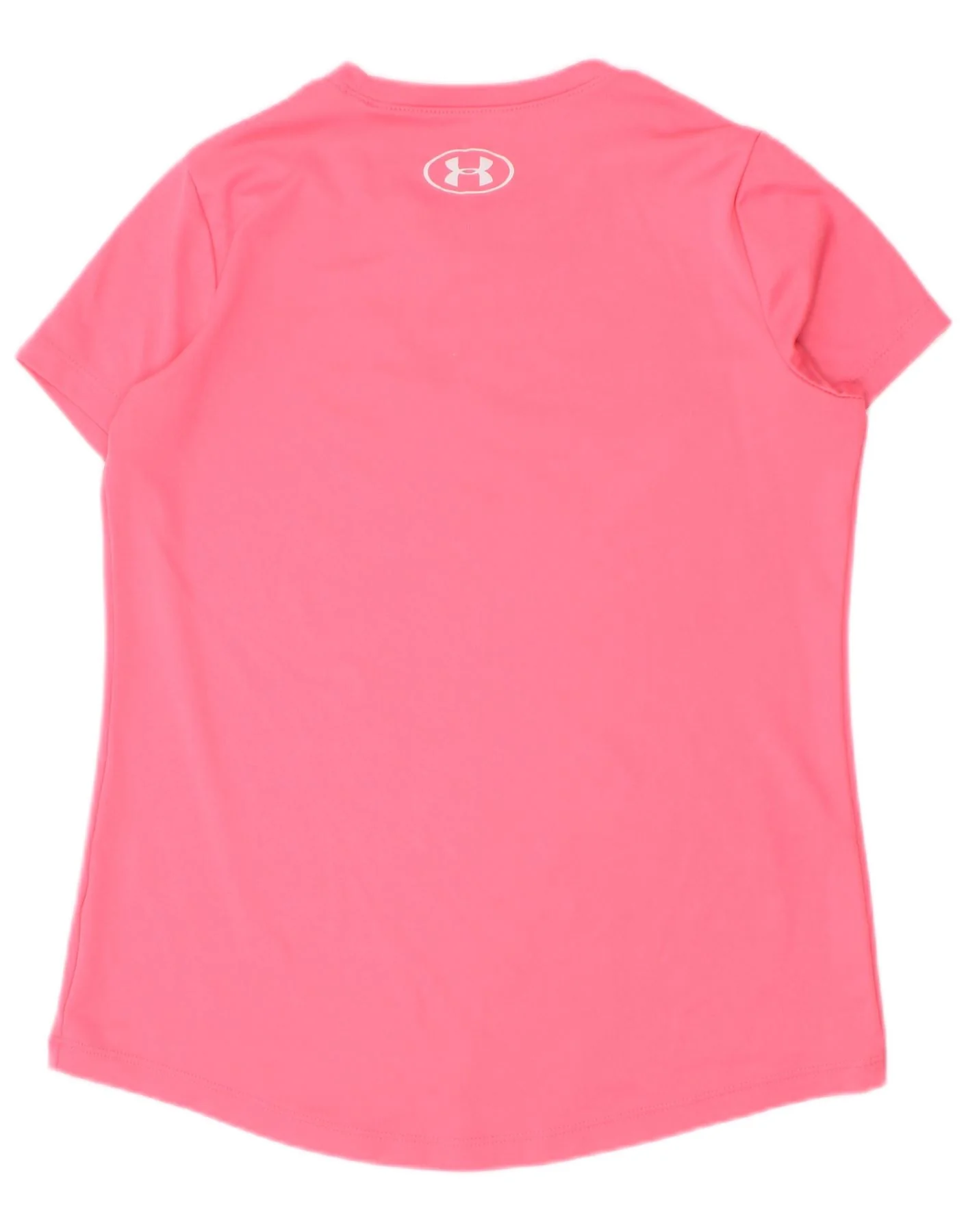 Under Armour Girls Heat Gear Graphic T-Shirt Top 7-8 Years Small Pink - Image 2
