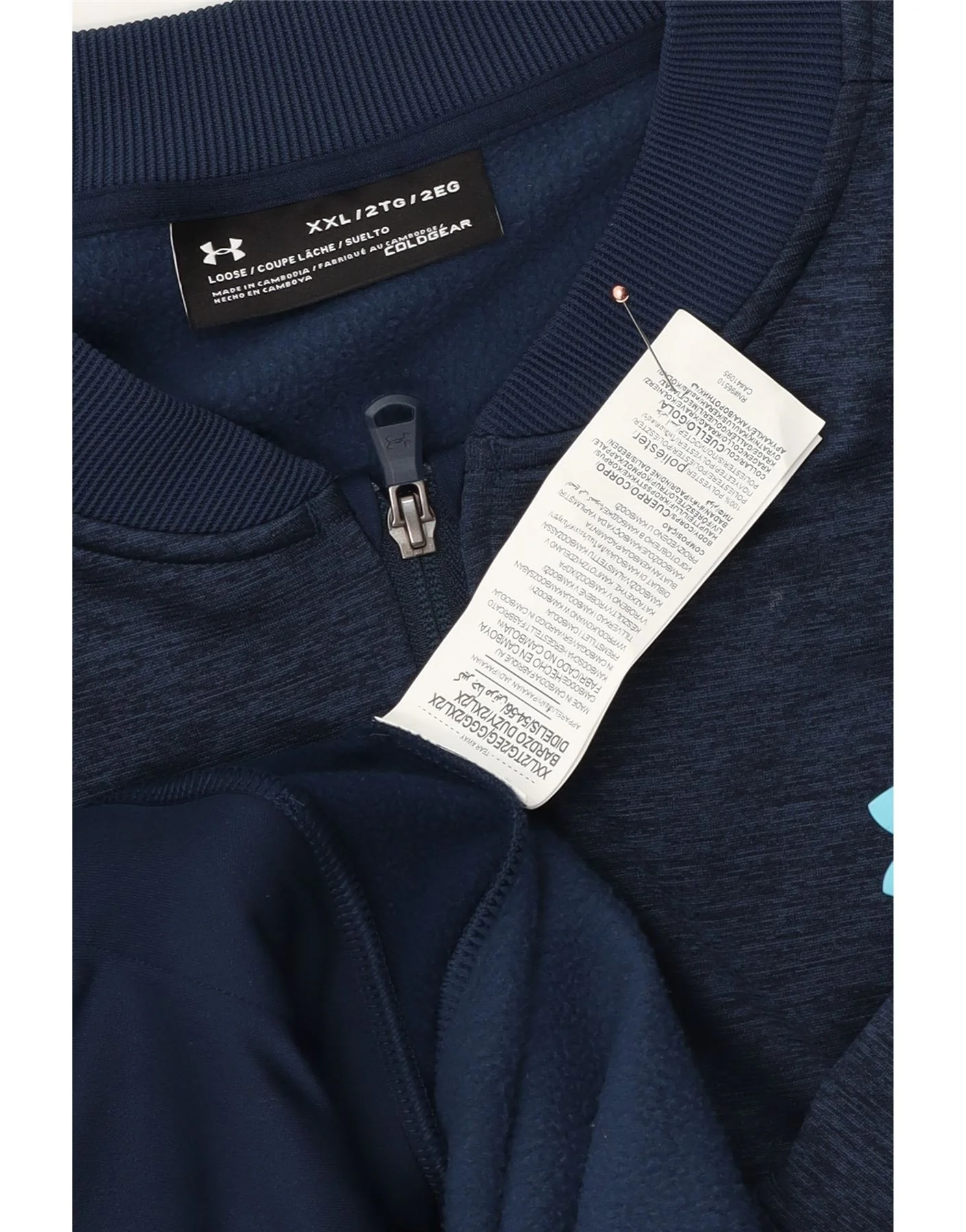 Under Armour Mens Cold Gear Tracksuit Top Jacket 2XL Navy Blue Polyester - Image 3