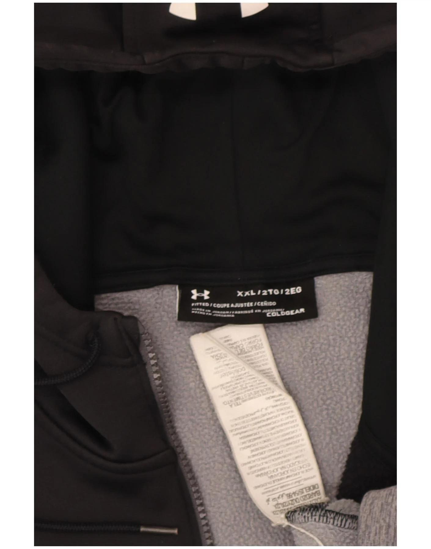 Under Armour Mens Cold Gear Zip Hoodie Sweater 2XL Black Colourblock - Image 4