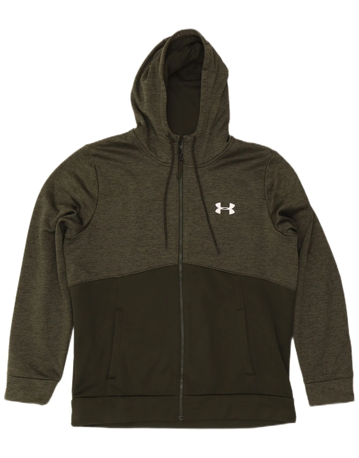 Under Armour Mens Cold Gear Zip Hoodie Sweater XL Khaki Flecked Polyester