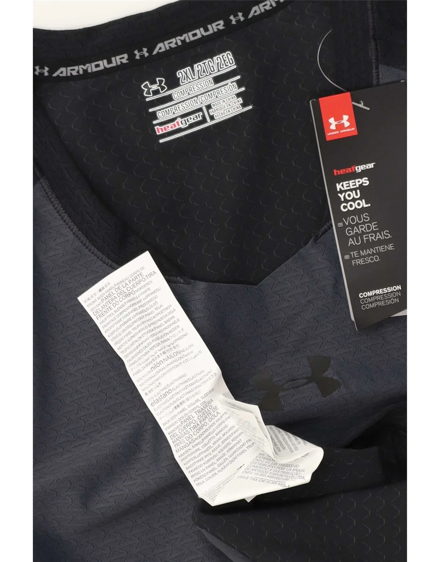 Under Armour Mens Compression T-Shirt Top 2XL Grey Colourblock Polyester - Image 3