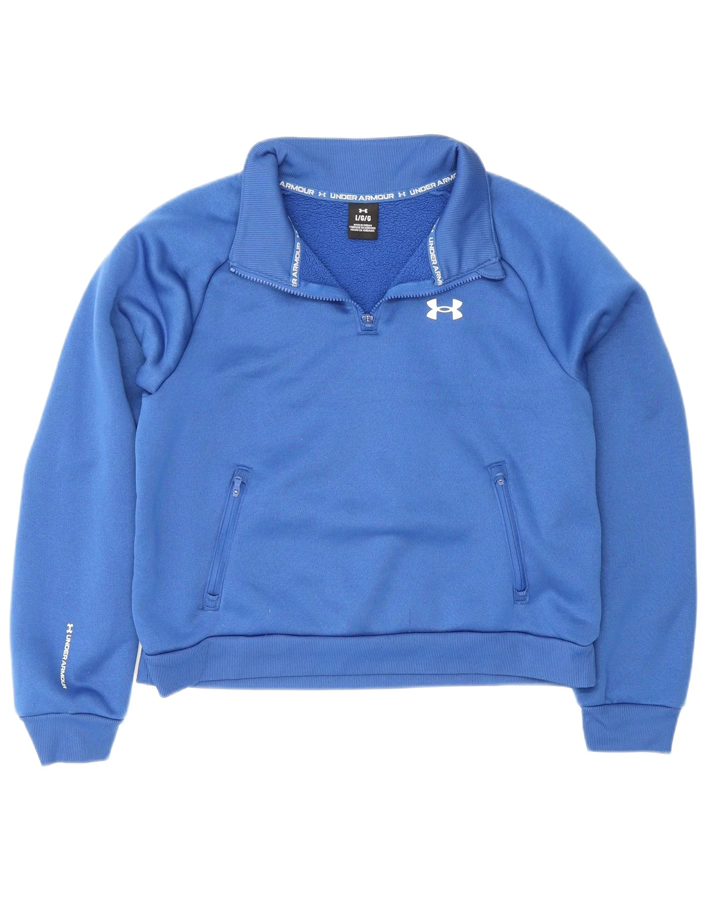 Under Armour Mens Crop Zip Neck Sweatshirt Jumper Large Blue Polyester