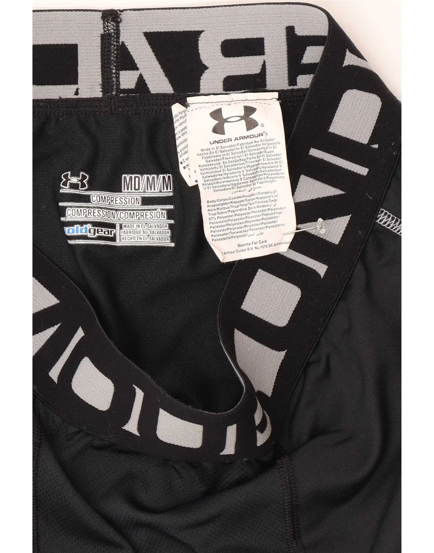 Under Armour Mens Graphic Leggings Medium Black Polyester - Image 4