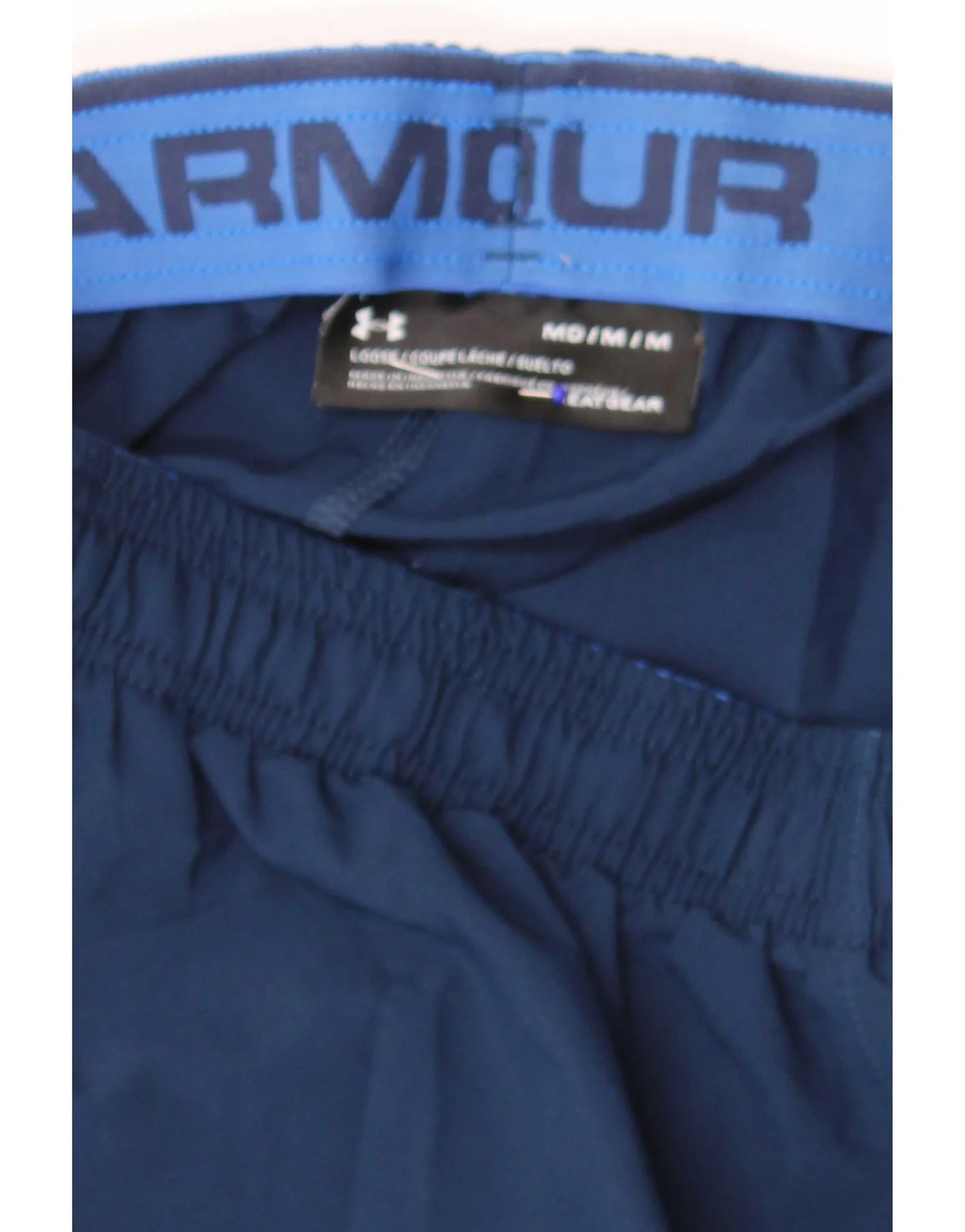 Under Armour Mens Graphic Loose Fit Sport Shorts Medium Navy Blue - Image 3