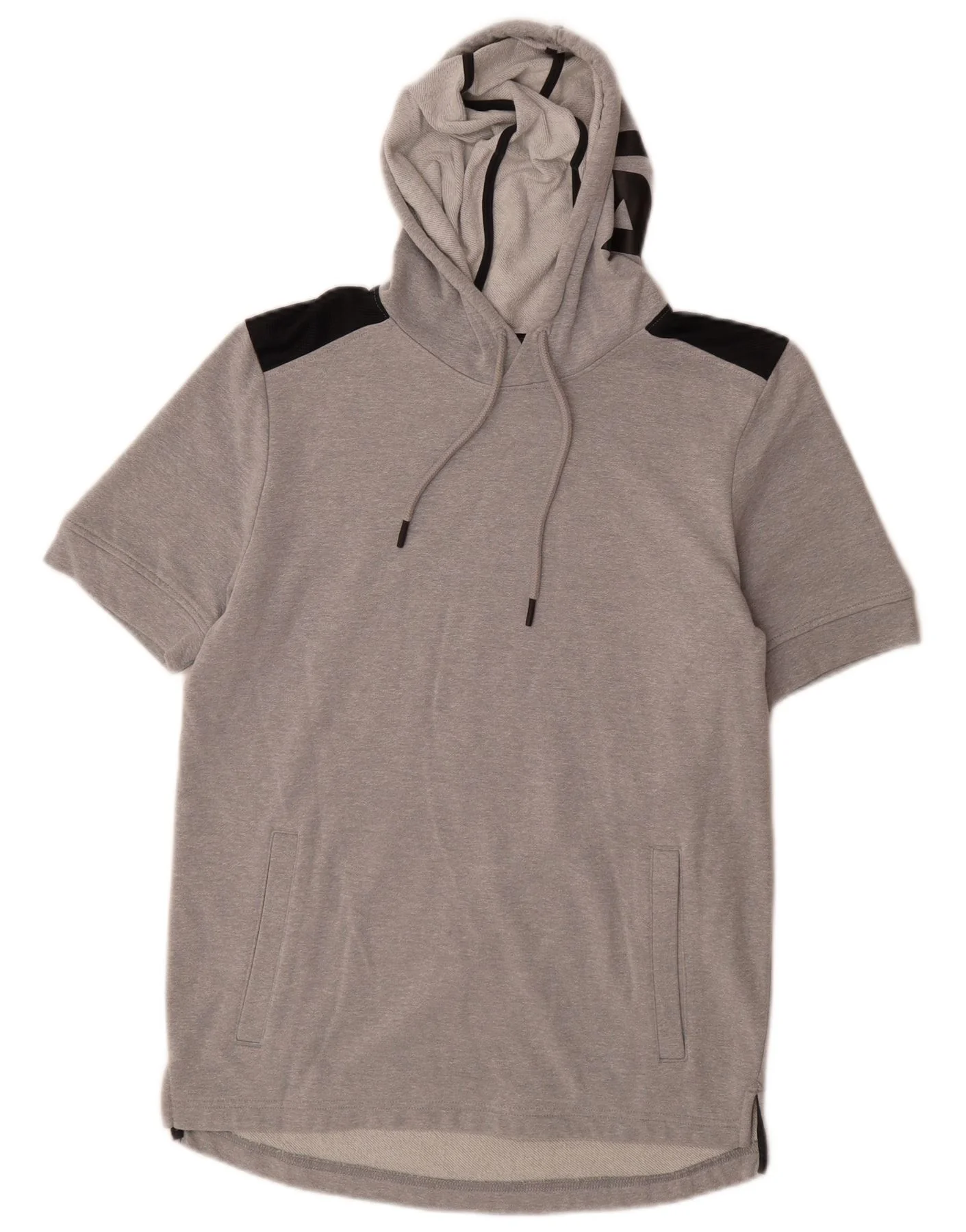 Under Armour Mens Graphic Short Sleeve Hoodie Jumper Small Grey Colourblock