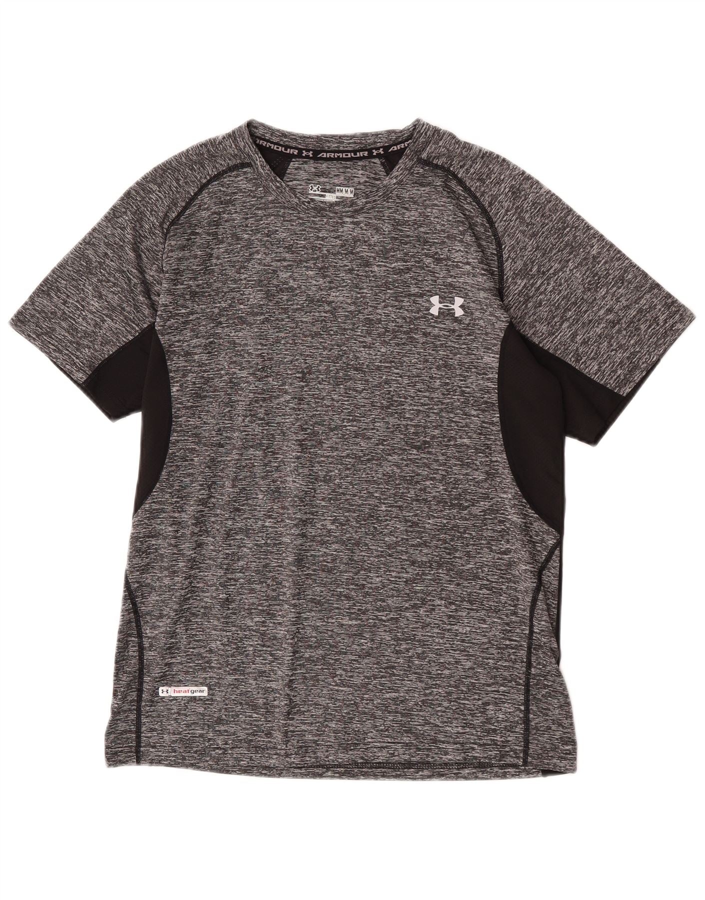 Under Armour Mens Heat Gear Graphic T-Shirt Top Medium Grey Colourblock
