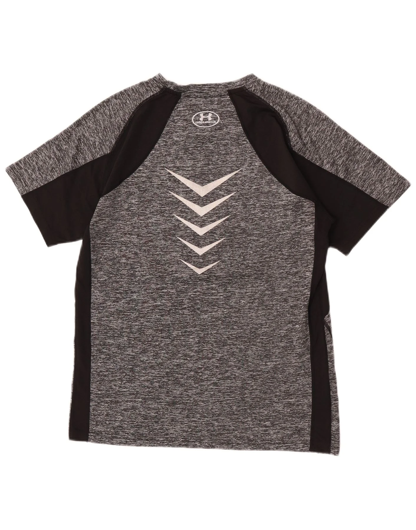 Under Armour Mens Heat Gear Graphic T-Shirt Top Medium Grey Colourblock - Image 2