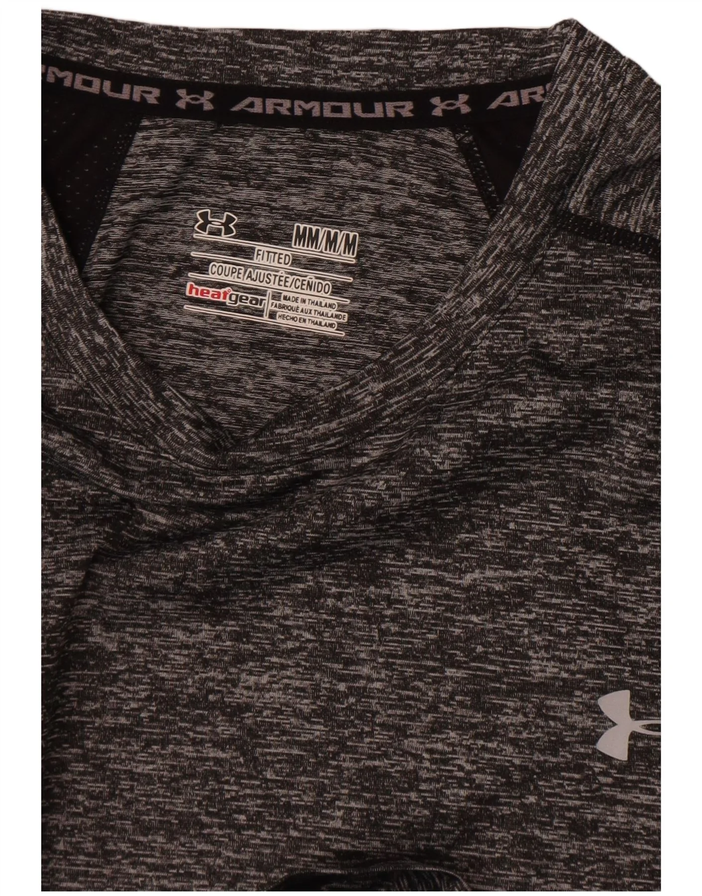 Under Armour Mens Heat Gear Graphic T-Shirt Top Medium Grey Colourblock - Image 3