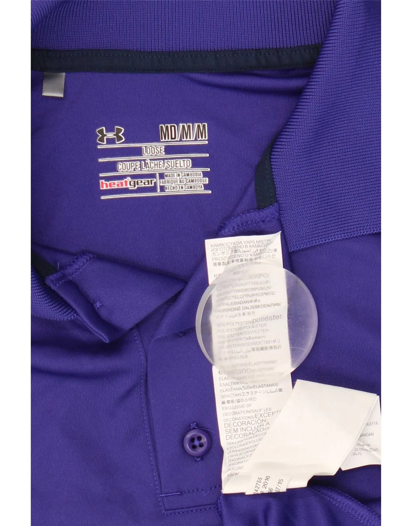 Under Armour Mens Heat Gear Polo Shirt Medium Blue Polyester - Image 3