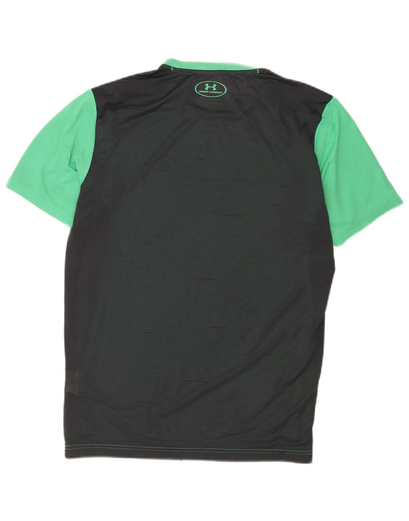 Under Armour Mens Heat Gear T-Shirt Top Medium Green Colourblock Polyester - Image 2