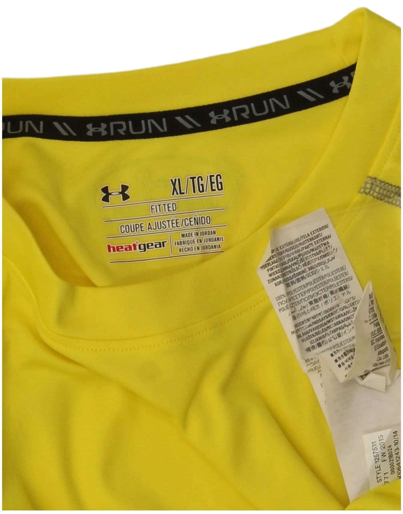 Under Armour Mens Heat Gear T-Shirt Top XL Yellow Polyester - Image 3