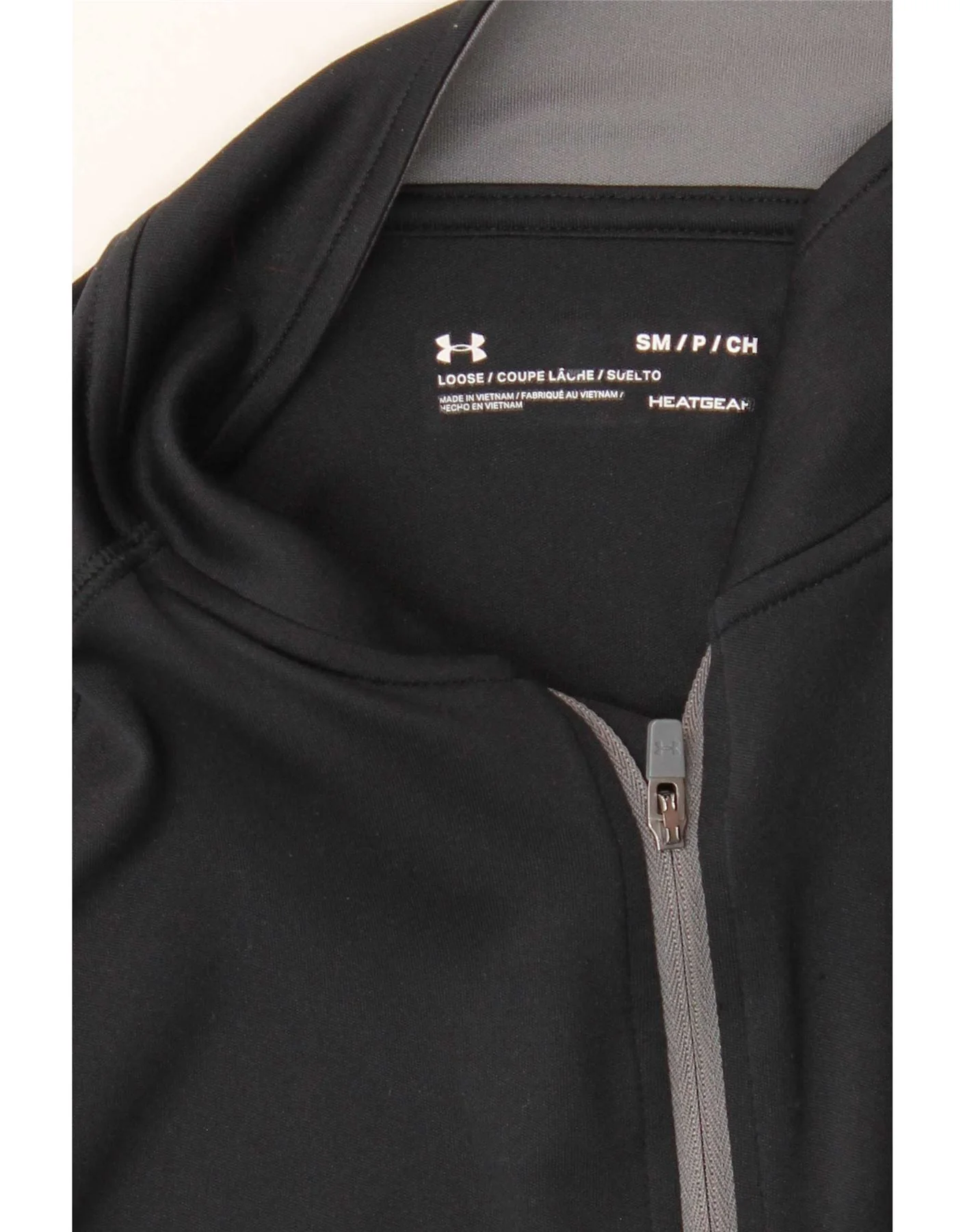 Under Armour Mens Heat Gear Zip Neck Pullover Tracksuit Top Small Black - Image 3