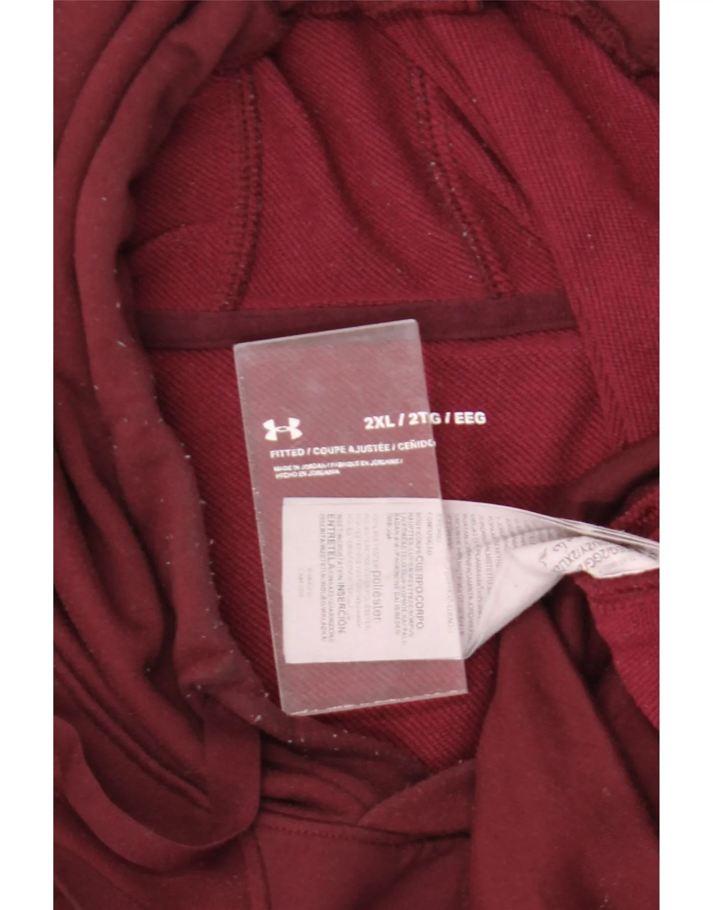 Under Armour Mens Hoodie Jumper 2XL Burgundy Polyester - Image 3