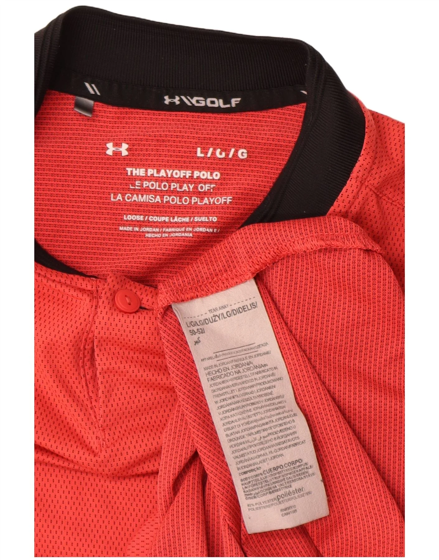 Under Armour Mens Polo Shirt Large Red Colourblock Polyester - Image 3