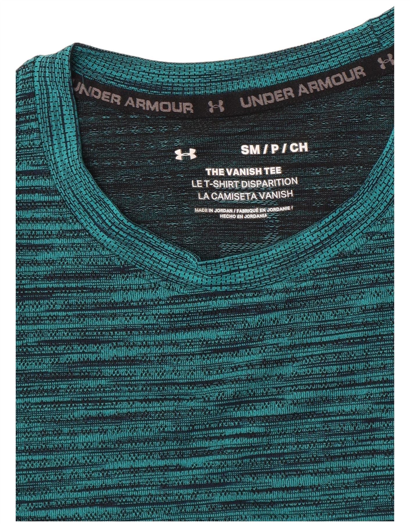 Under Armour Mens T-Shirt Top Small Green Pinstripe - Image 3