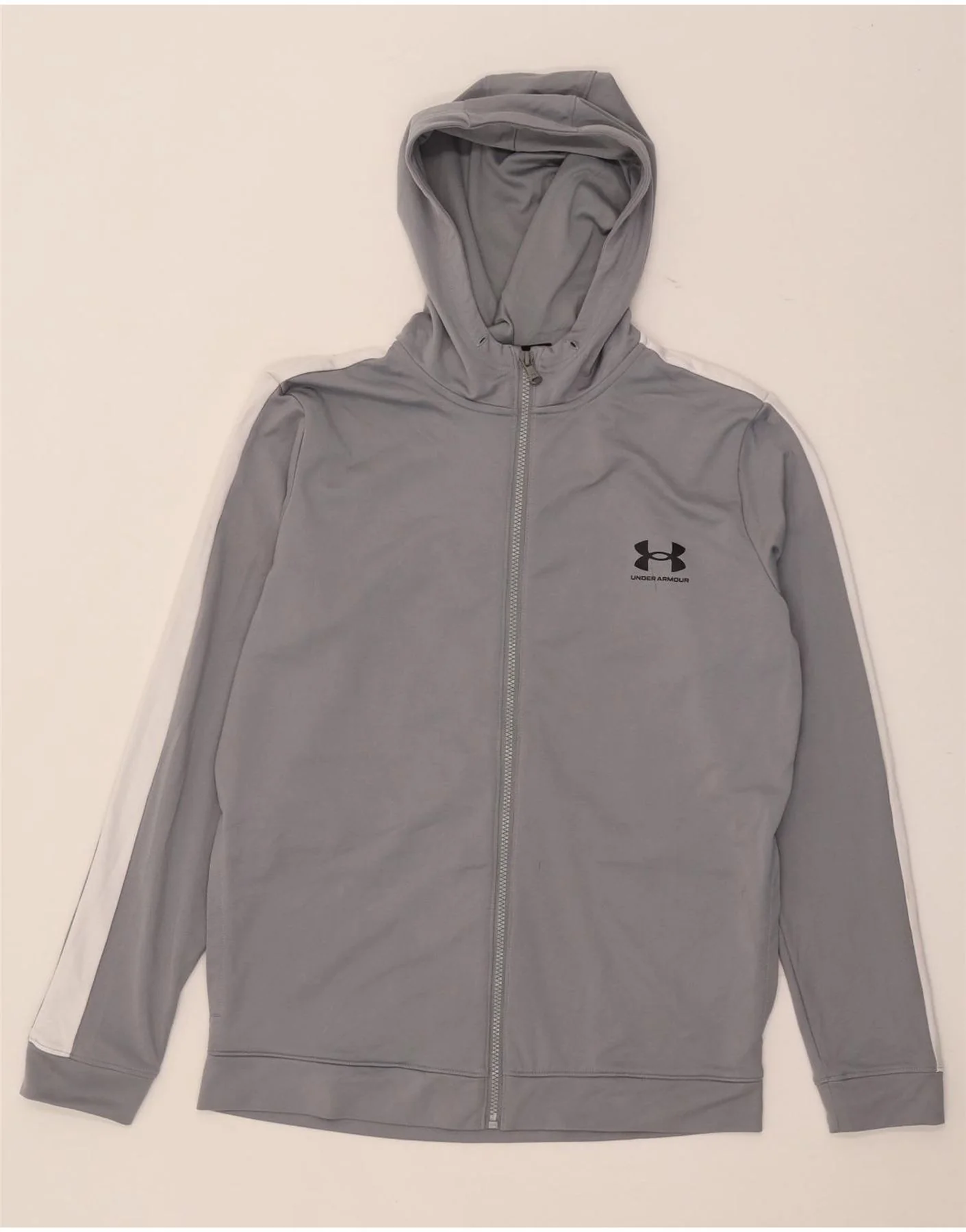 Under Armour Mens Zip Hoodie Sweater Medium Grey Colourblock Polyester
