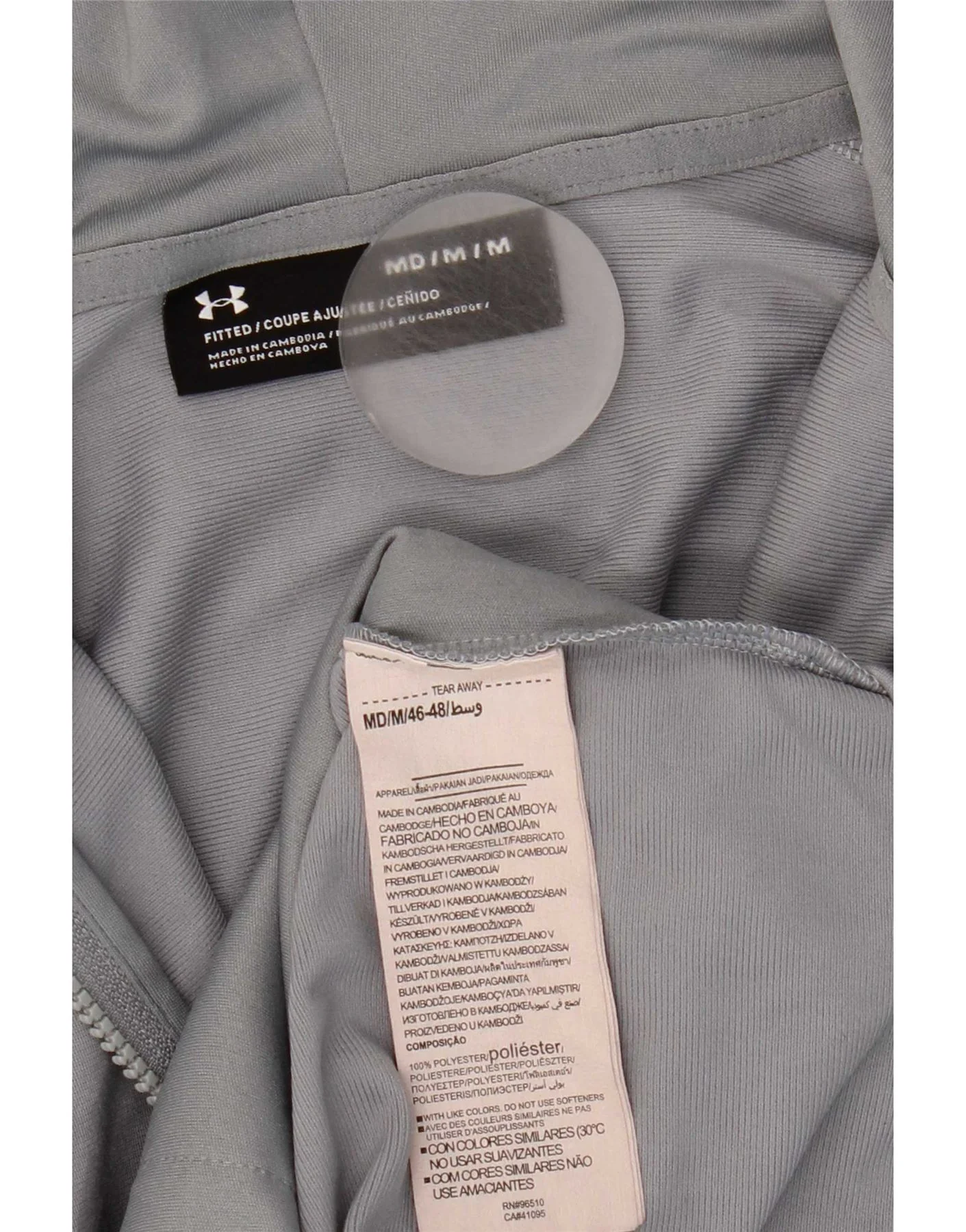 Under Armour Mens Zip Hoodie Sweater Medium Grey Colourblock Polyester - Image 6