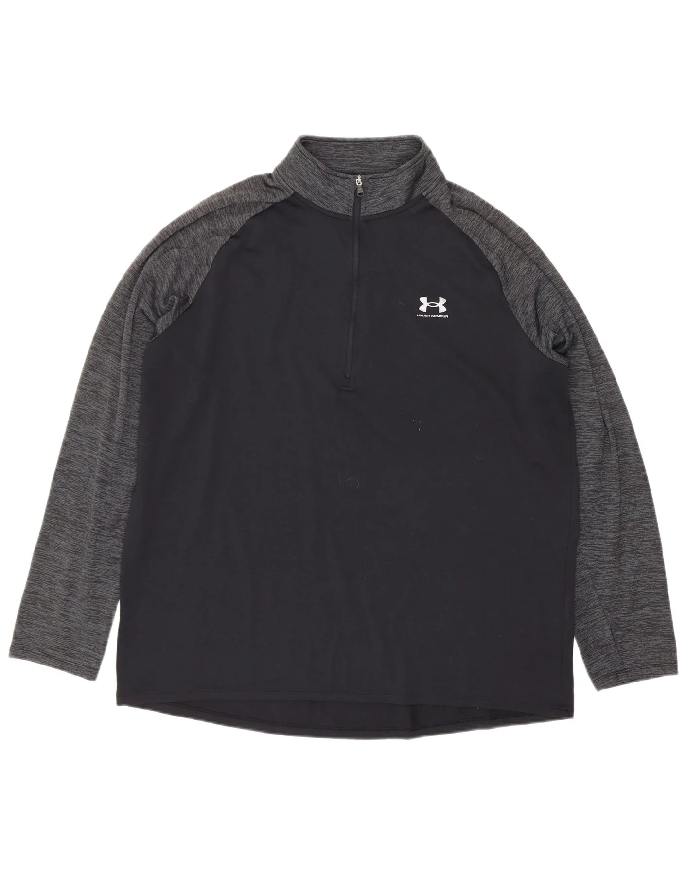 Under Armour Mens Zip Neck Graphic Top Long Sleeve Large Black Sports