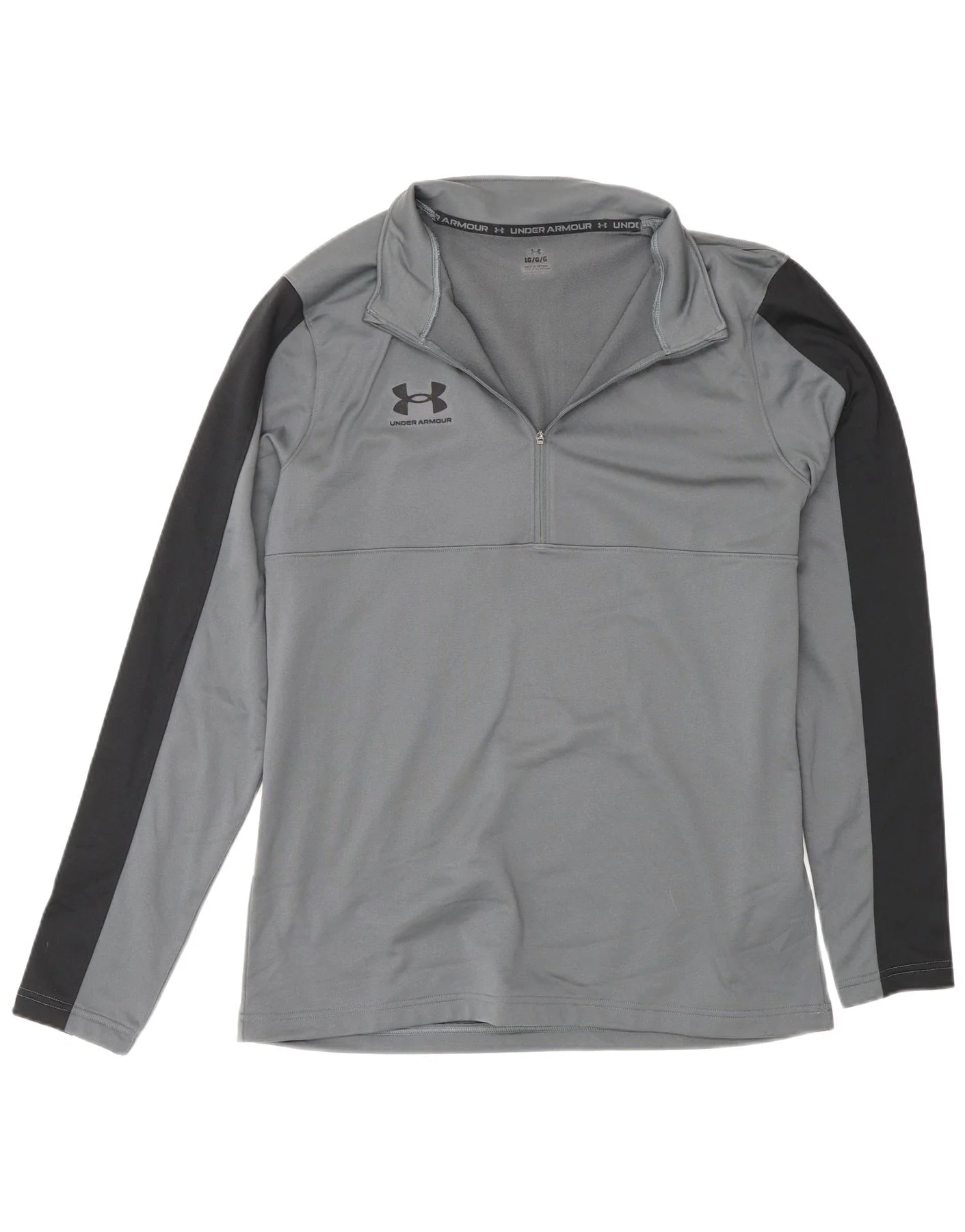 Under Armour Mens Zip Neck Pullover Tracksuit Top Large Grey Colourblock