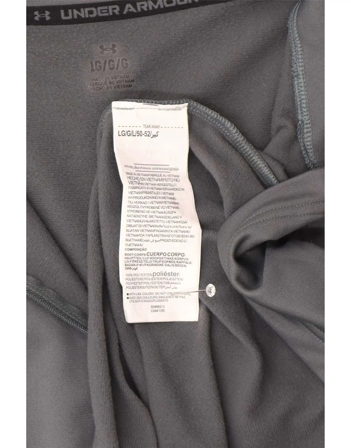 Under Armour Mens Zip Neck Pullover Tracksuit Top Large Grey Colourblock - Image 3