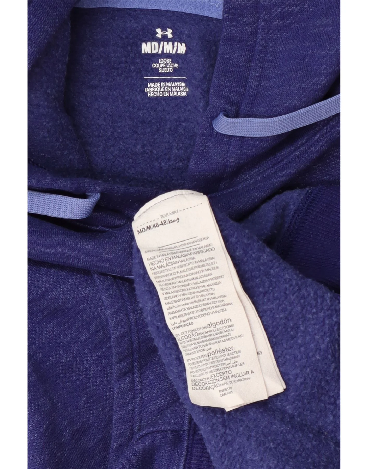 Under Armour Womens Graphic Oversized Hoodie Jumper UK 14 Medium Navy Blue - Image 3