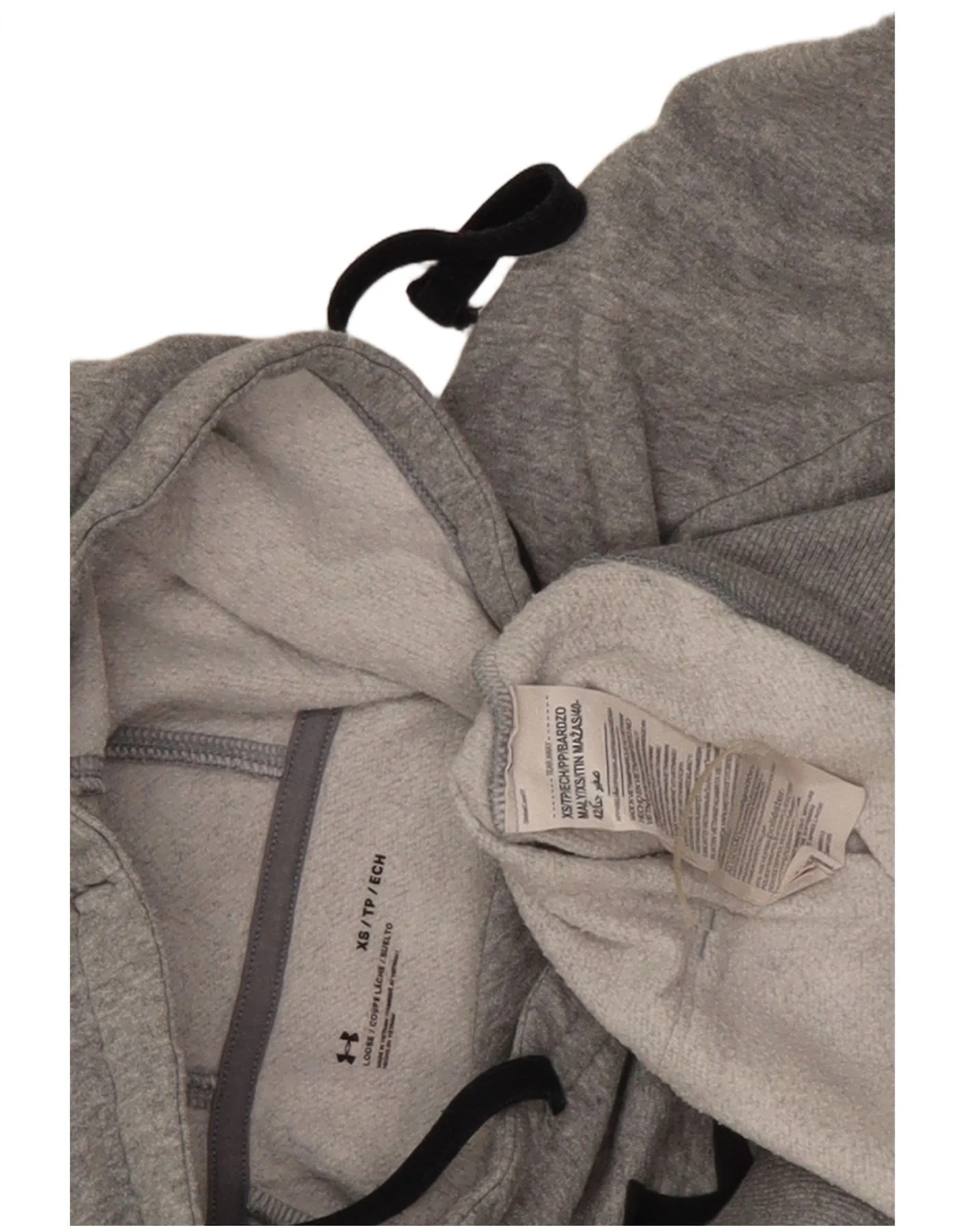 Under Armour Womens Graphic Oversized Hoodie Jumper UK 6 XS Grey Flecked - Image 3