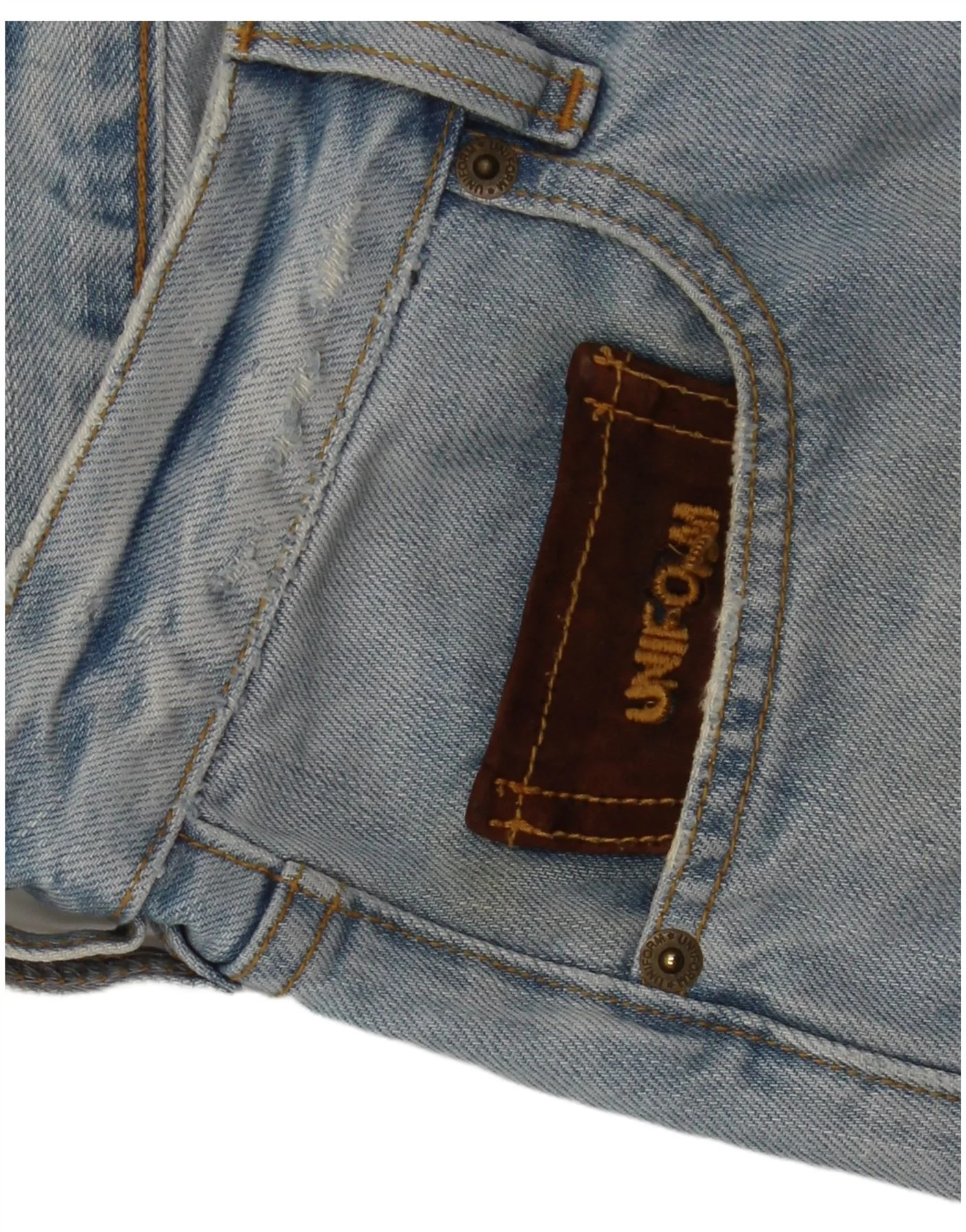 Uniform Mens Distressed Denim Shorts W30 Medium Blue Cotton - Image 6
