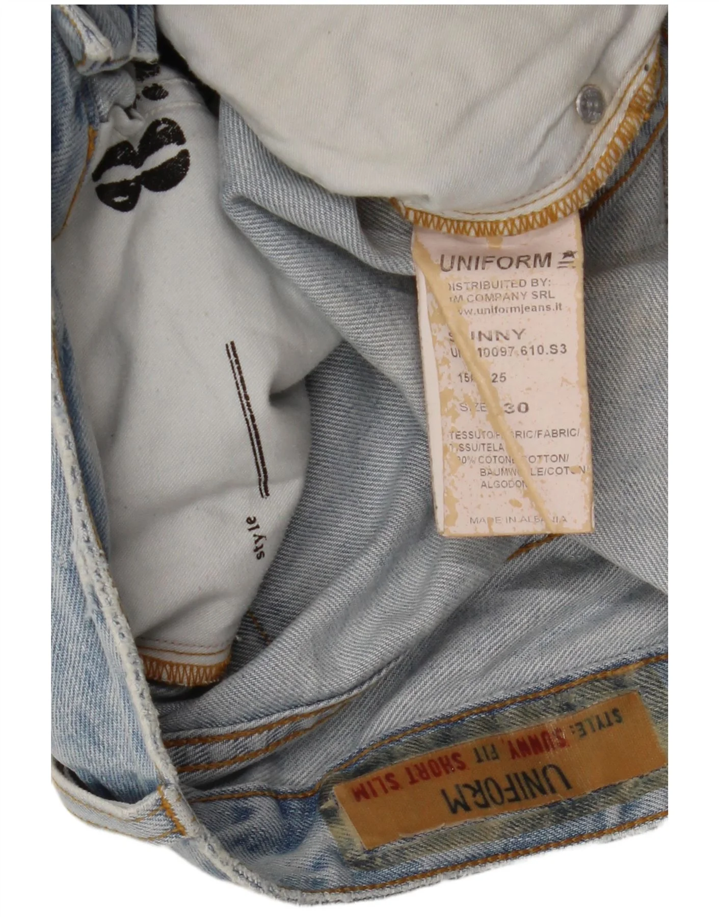Uniform Mens Distressed Denim Shorts W30 Medium Blue Cotton - Image 7