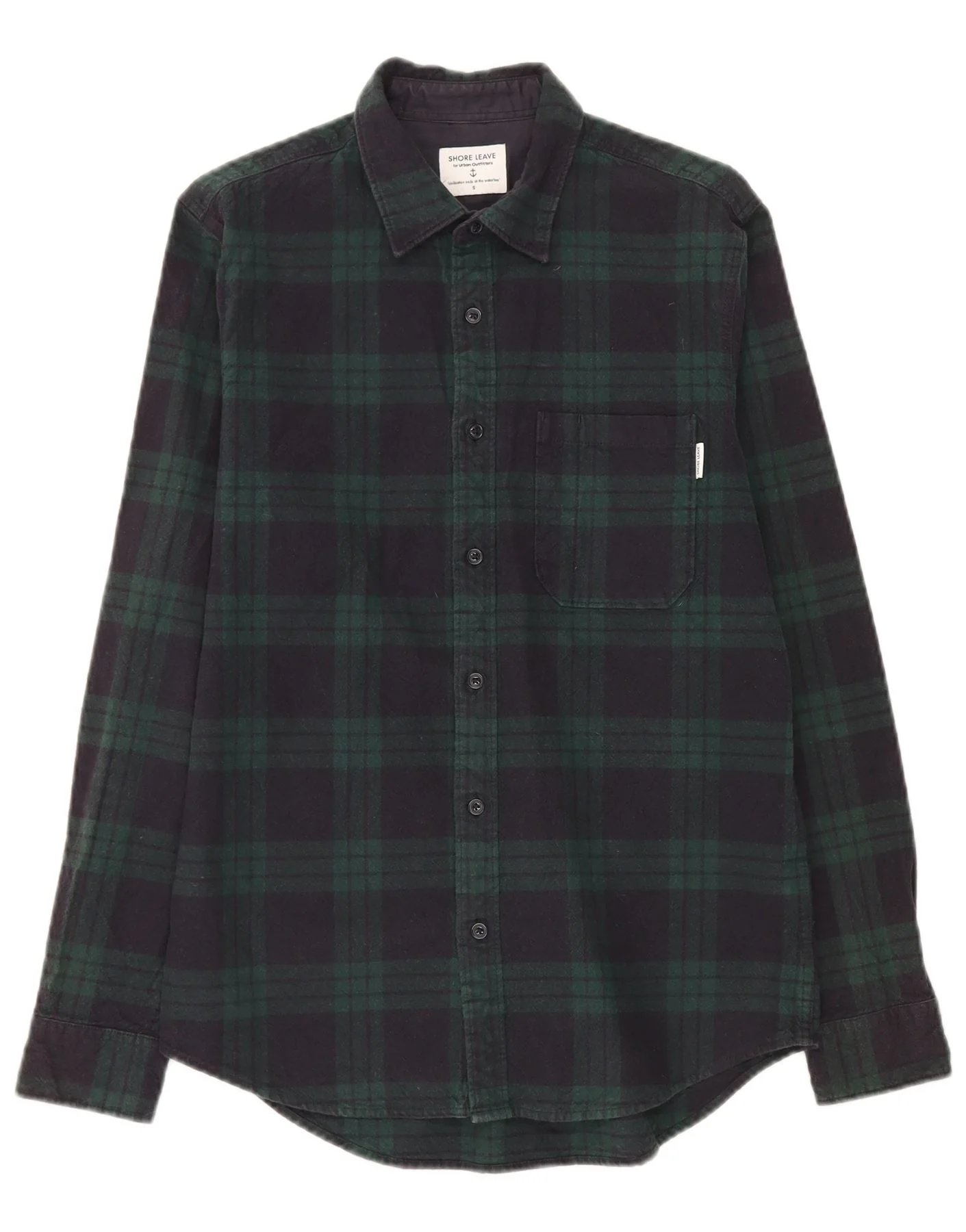 Urban Outfitters Mens Flannel Shirt Small Green Plaid Cotton