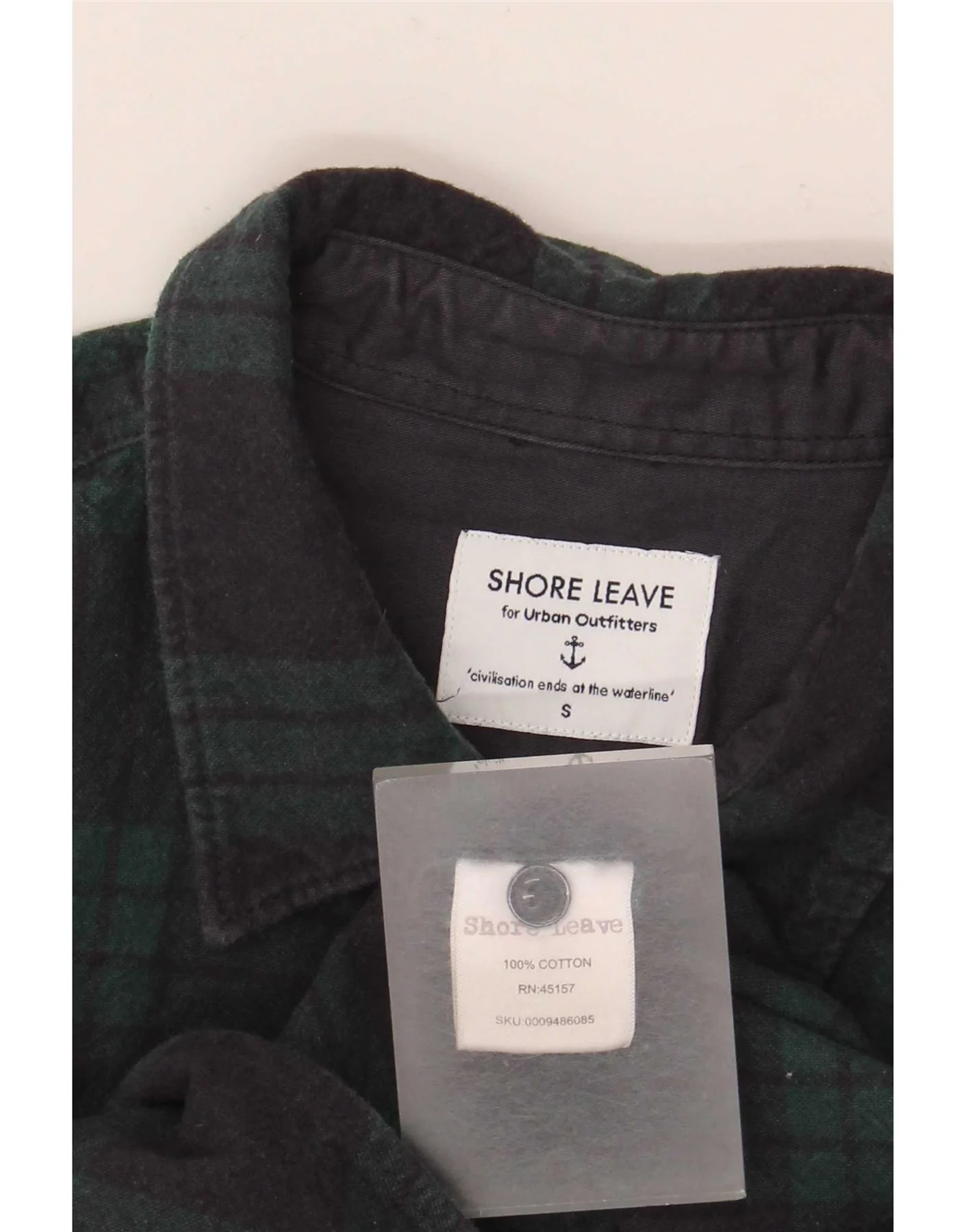 Urban Outfitters Mens Flannel Shirt Small Green Plaid Cotton - Image 4
