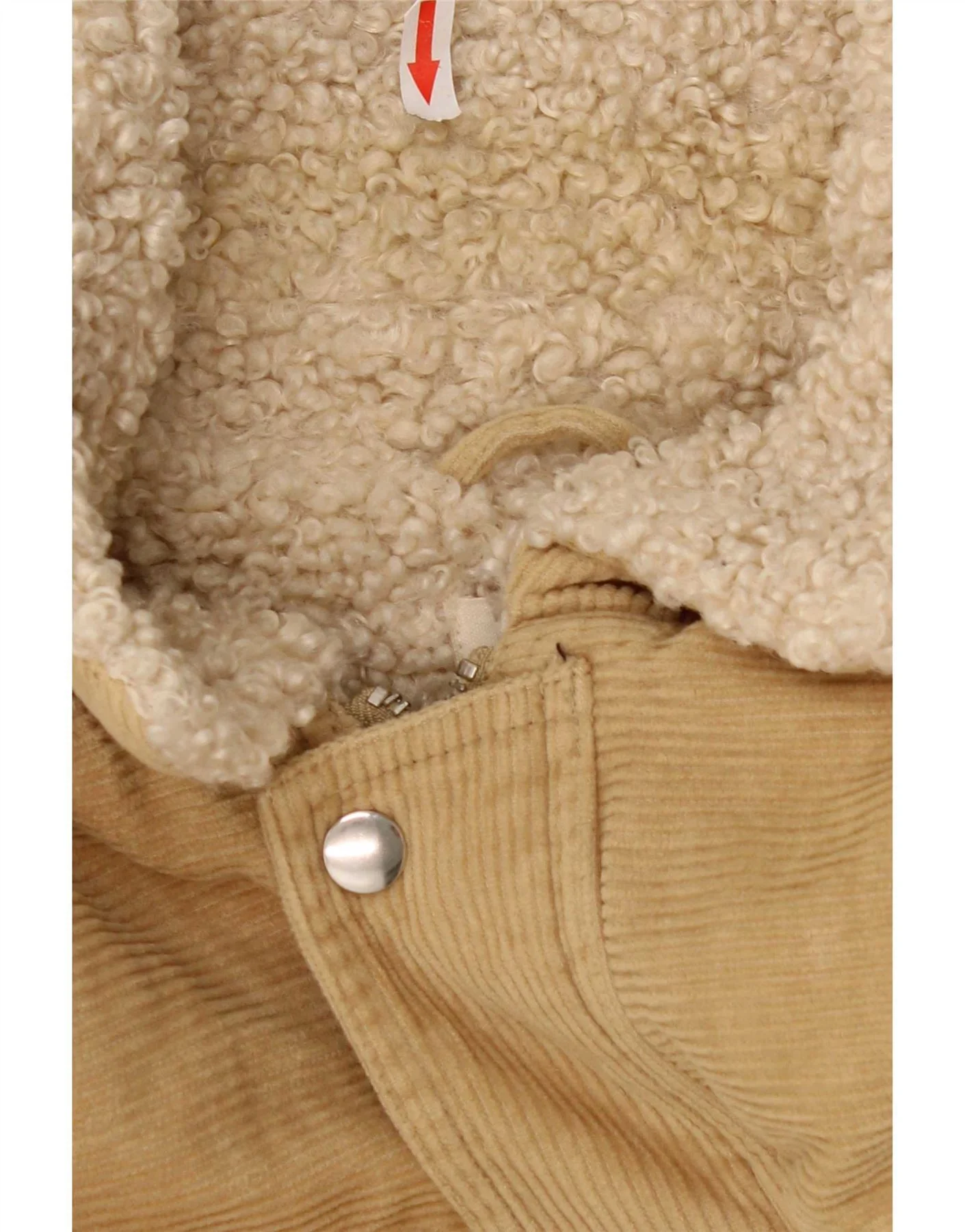 Urban Outfitters Mens Sherpa Corduroy Jacket UK 38 Medium Beige Cotton - Image 3