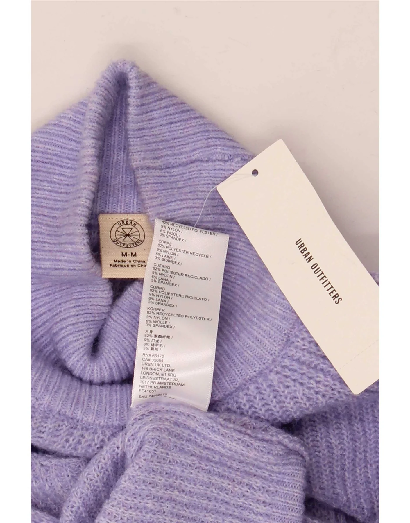 Urban Outfitters Womens Crop Turtle Neck Jumper Sweater UK 12 Medium Blue - Image 3