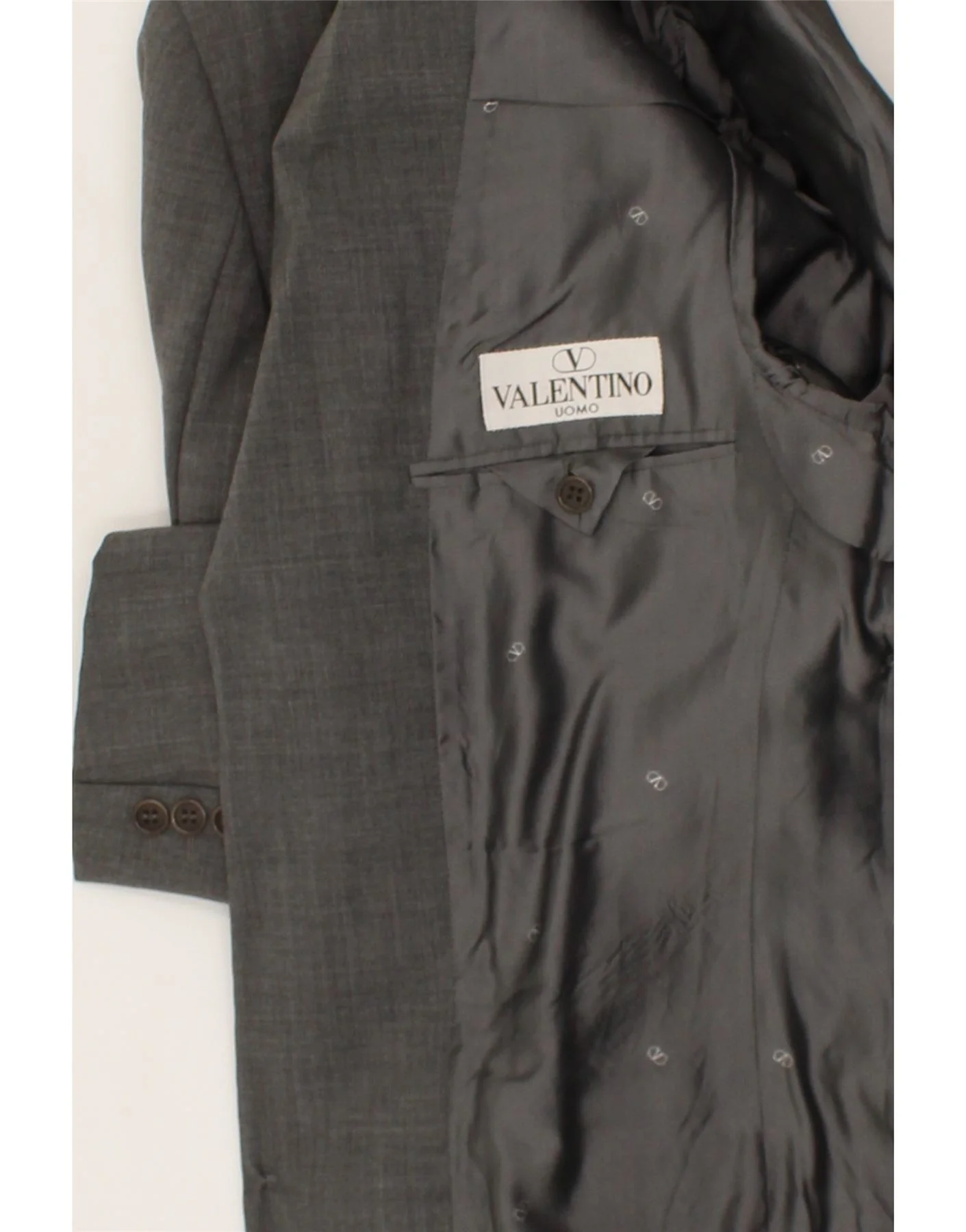 VALENTINO Mens 3 Button 2 Piece Set IT 48 Medium W38 L32 Grey Virgin Wool - Image 8