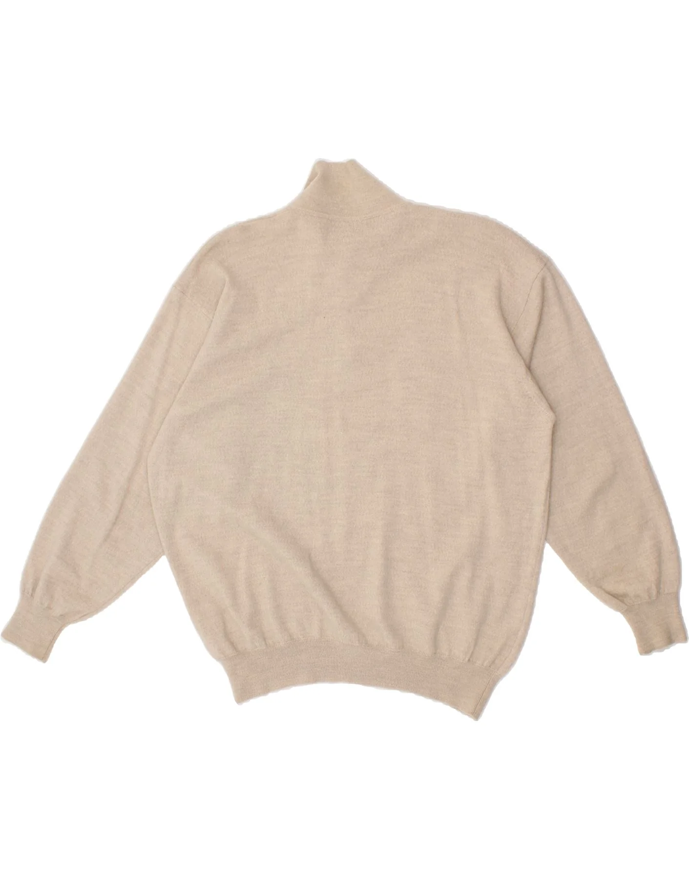 VALENTINO Mens Polo Neck Jumper Sweater Large Beige Merino Wool - Image 2