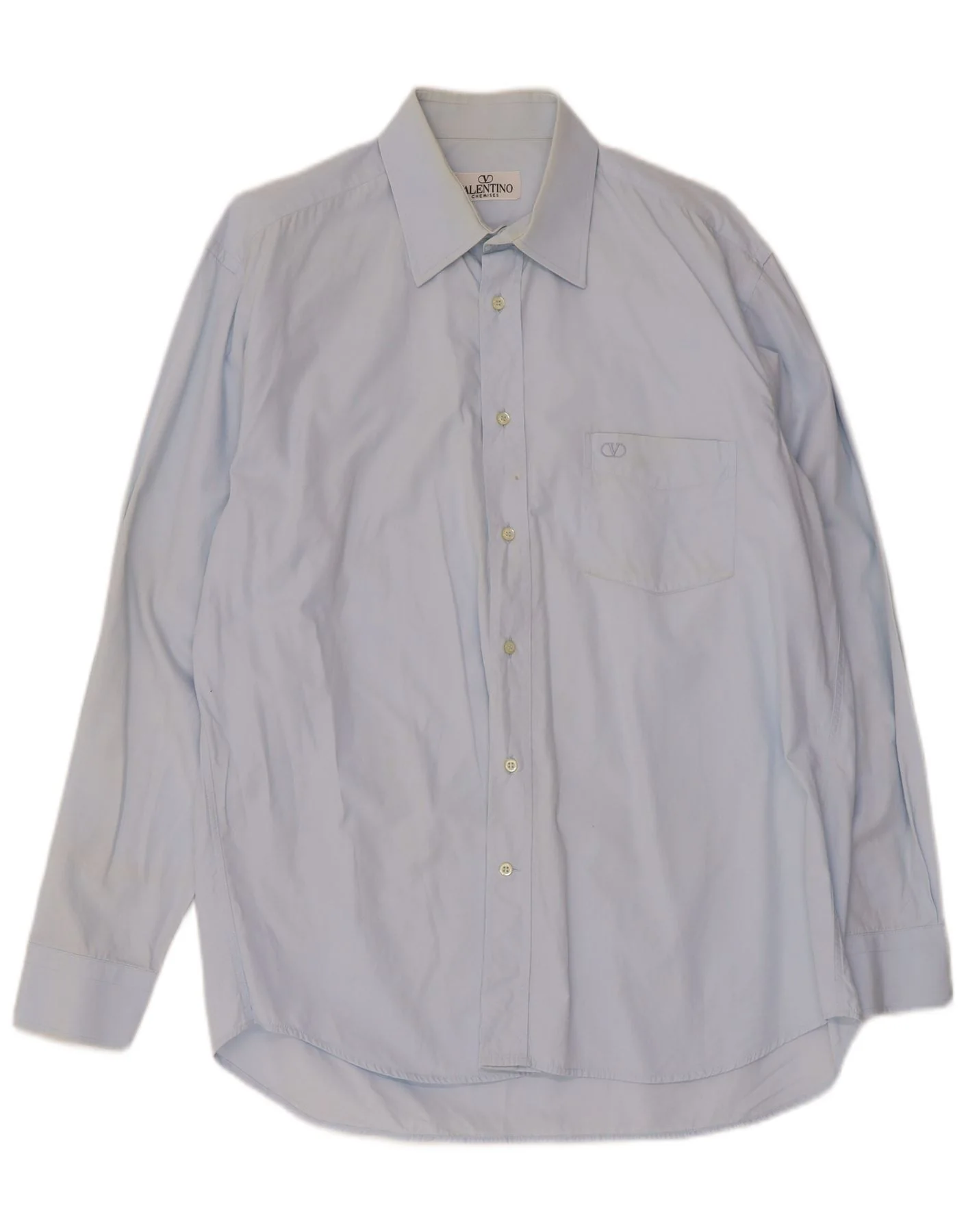 Valentino Mens Shirt Size 41 16 Large Blue Cotton